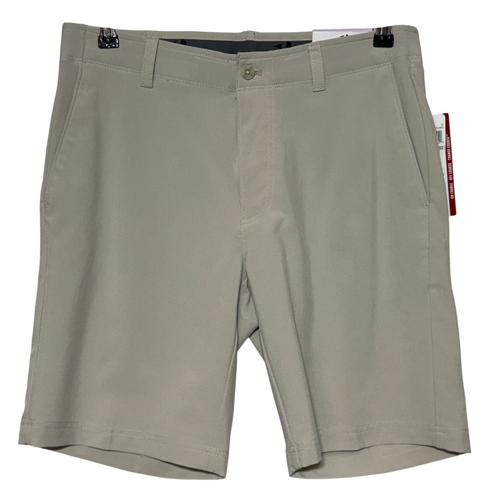Grand Slam Shorts Mens 32x9 Tan Beige Golf Stretch 360 Active Waistband NEW